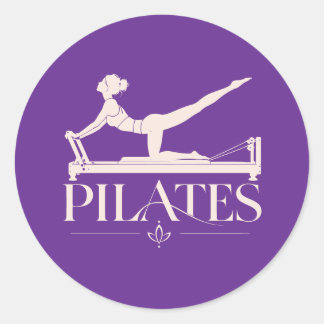 Pilates Reformer-Purple and Pale Pink Classic Round Sticker