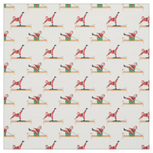 Pilates Reformer Santa Seamless Christmas Patterns Fabric