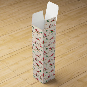 Pilates Santa Seamless Christmas Patterns Wine Box
