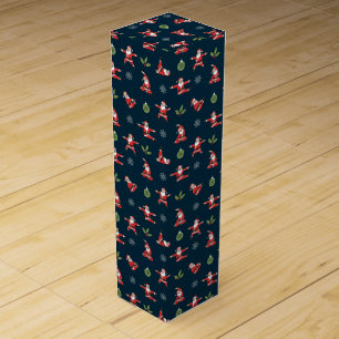 Pilates Santa Seamless Christmas Patterns Wine Box