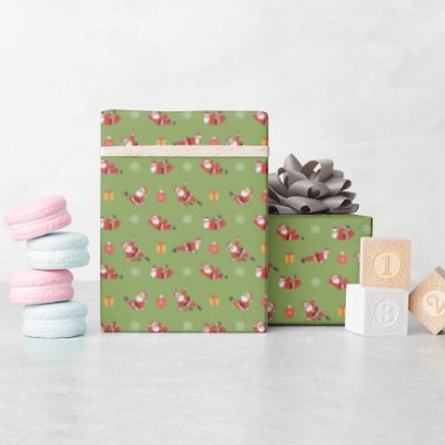 Pilates Santa Seamless Christmas Patterns Wrapping Paper