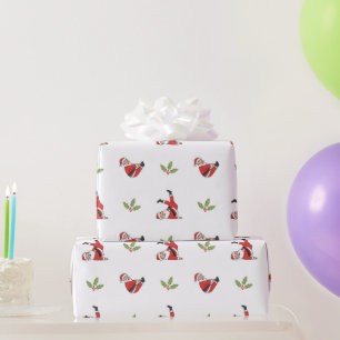 Pilates Santa Seamless Christmas Patterns Wrapping Paper