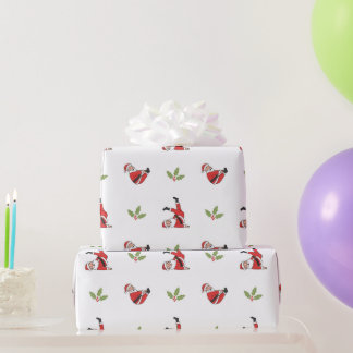 Pilates Santa Seamless Christmas Patterns Wrapping Paper