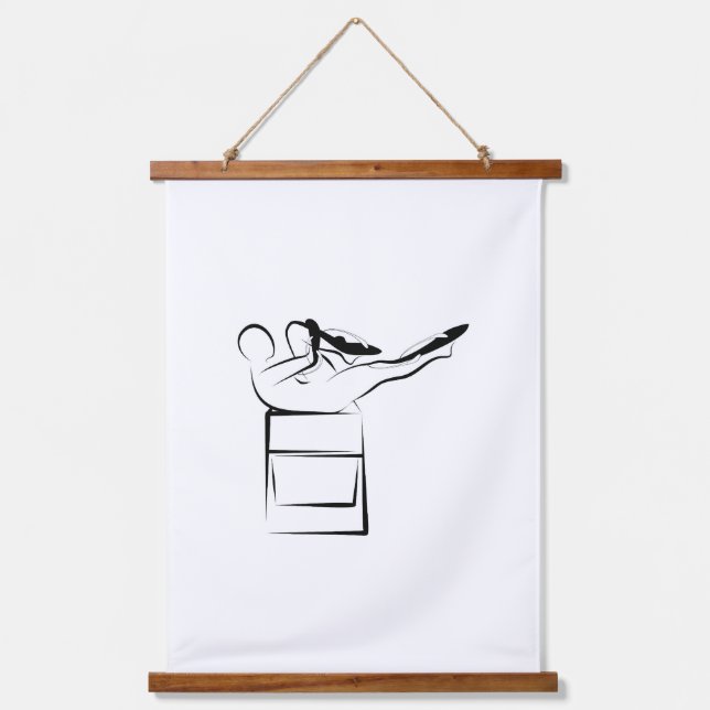 Pilates Single Leg Stretch Pose - Wunda Chair Hanging Tapestry (Front)
