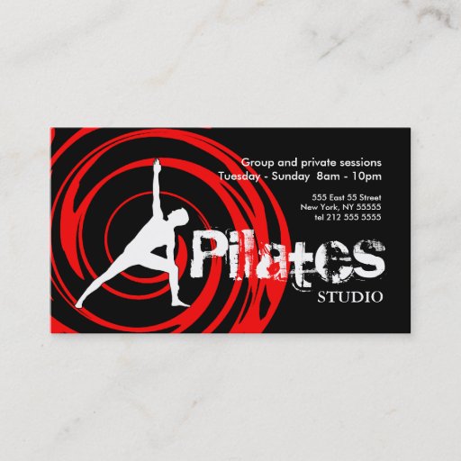Customizable Pilates Studio Business Card Black Red