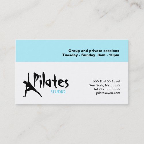 Pilates Studio Business Card White Blue