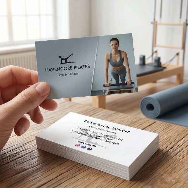 Pilates Studio Business | Modern Gray Barcode Card (Creator Uploaded)