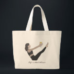 Pilates Teaser Tote with cocktail<br><div class="desc">Pilates Teaser exercise with cocktail.</div>