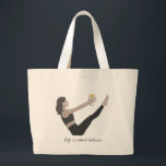 Pilates Teaser Tote with cocktail<br><div class="desc">Pilates Teaser exercise with cocktail.</div>