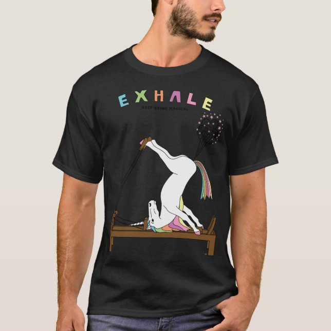 Pilates Unicorn Ehale funny animation  T-Shirt (Front)