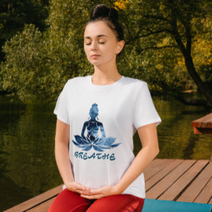 Pilates Yoga Breathe Gradient Meditation Lotus Art T-Shirt