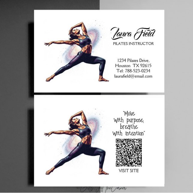 Pilates Yoga Instructor Minimalist Business Card (Creator Uploaded)