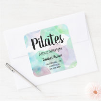 Pilates Yoga Reiki Studio Watercolor Splash Square Sticker