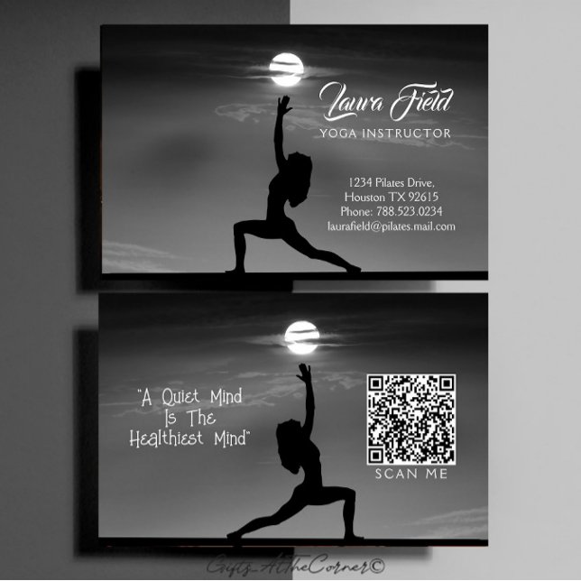Pilates Yoga Sunset Instructor Business Card (Creator Uploaded)