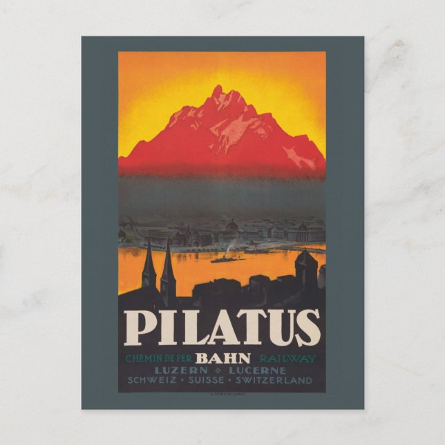 Pilatus Bahn Switzerland Vintage Poster 1910 Postcard (Front)