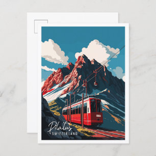 Pilatus Switzerland vintage travel illustration Postcard