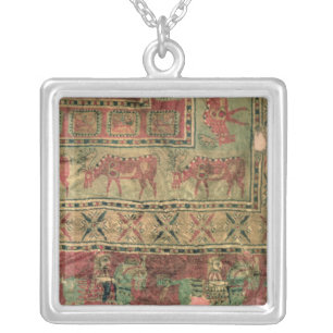 Pile carpet depicting horses and riders silver plated necklace