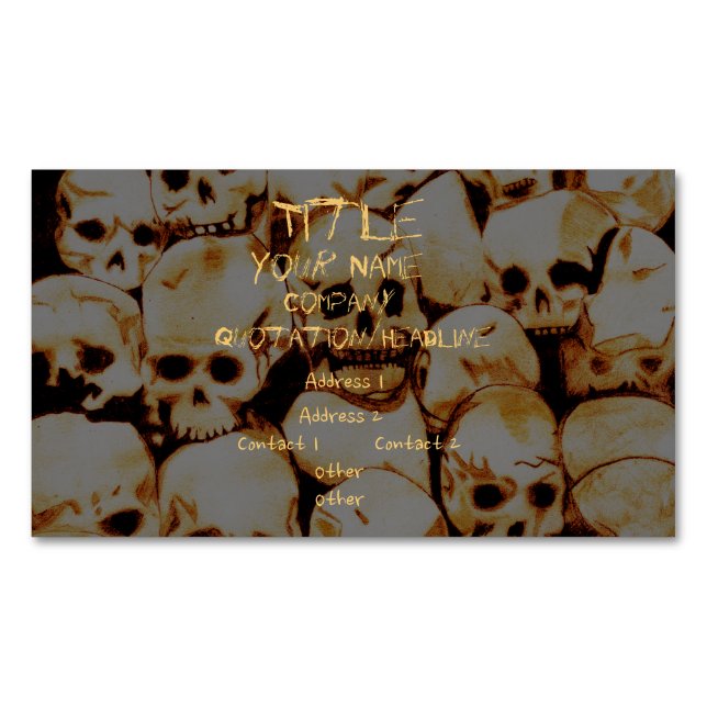 Pile-O-Skulls (Aged) Magnetic Business Card (Front)