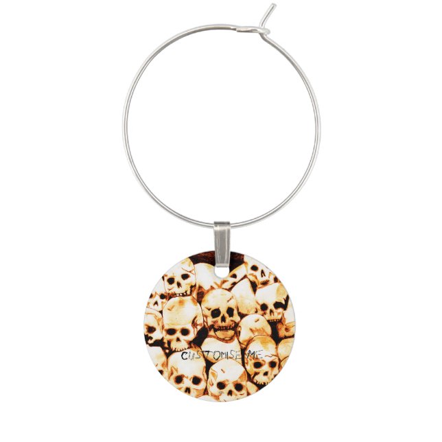 Pile-O-Skulls (Aged) Wine Glass Charm (Front)