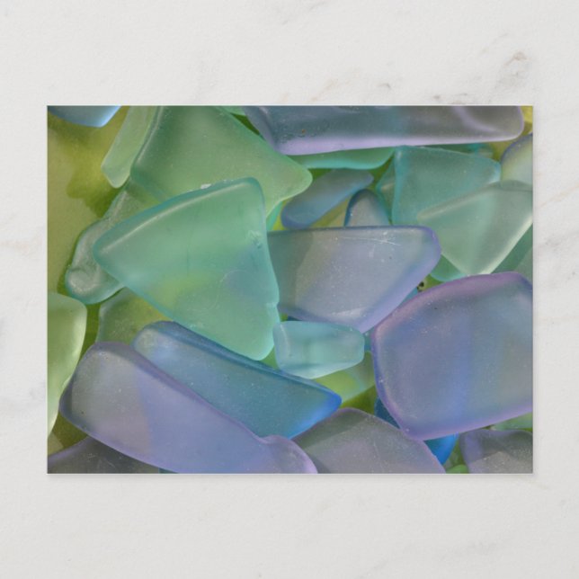 Pile of blue beach glass, Alaska Postcard (Front)