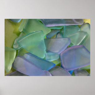 Pile of blue sea glass, Alaska Poster