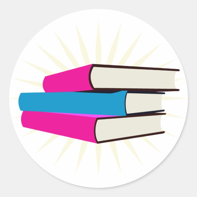 Pile of Books Classic Round Sticker (Front)