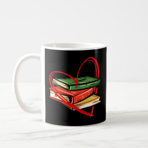 Pile Of Books Heart Sign Love Reading Library Bibl Coffee Mug