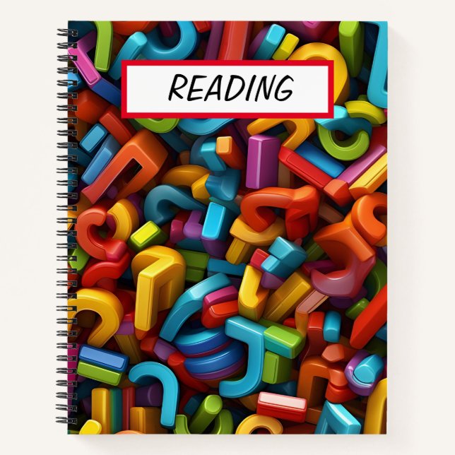 PILE OF BRIGHTLY COLORED SHAPES & LETTERS NOTEBOOK (Front)