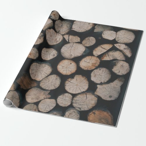 Pile of brown fire woods wrapping paper