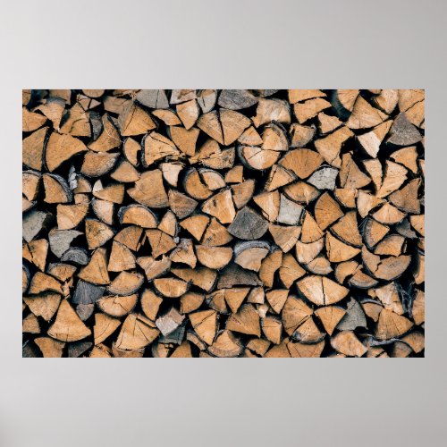 Pile of brown firewood poster