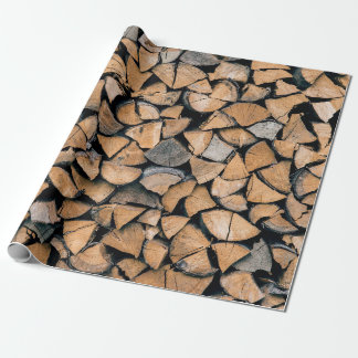 Pile of brown firewood wrapping paper