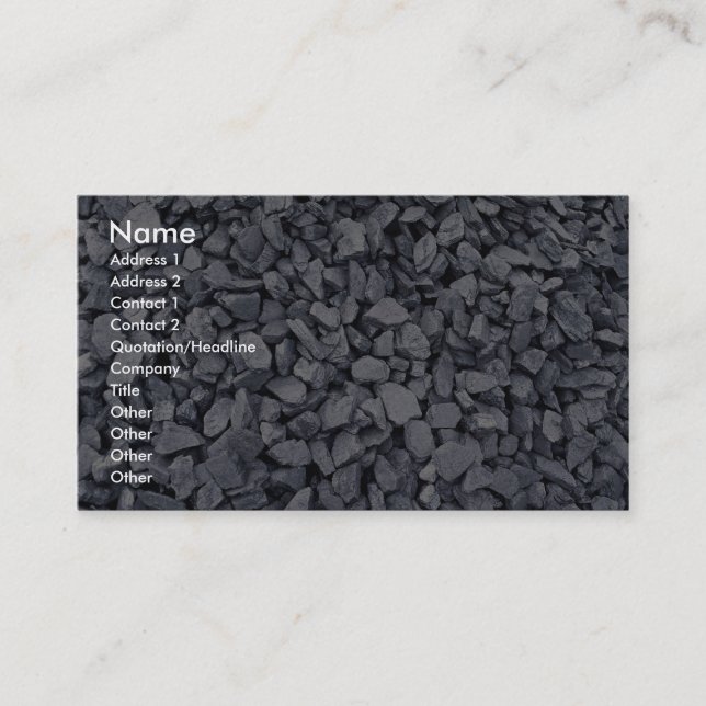 Pile of coal recently excavated from strip mine business card (Front)