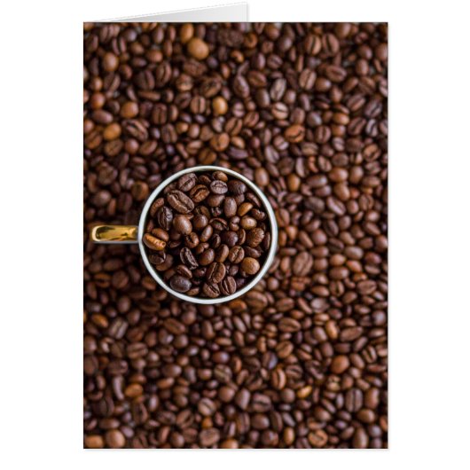 Pile of Coffee Beans with Coffee Cup Full of Beans Cards (Front)
