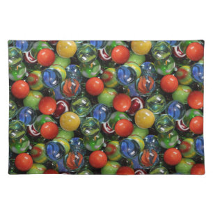 Pile of Colorful Glass Marbles Cloth Placemat