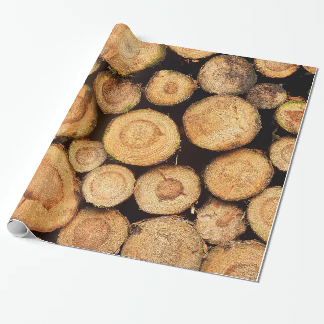 Log Pattern Wrapping Paper Pile of Cut Logs Wrapping Paper | Zazzle