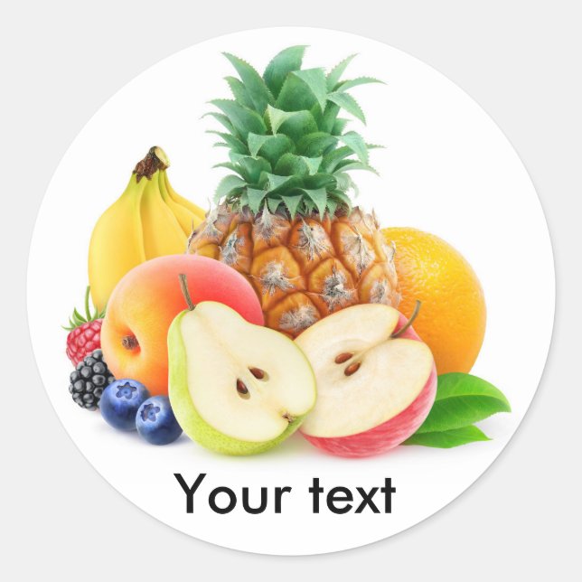 Pile of fresh fruits classic round sticker (Front)