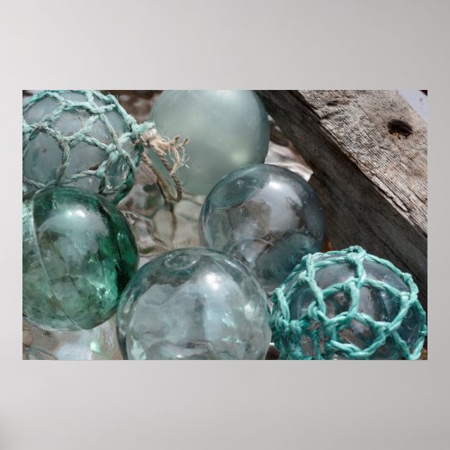 Pile Of Glass Fishing Floats Poster
