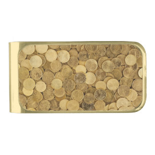 Pile Of Gold Round Coins Finish Money Clip