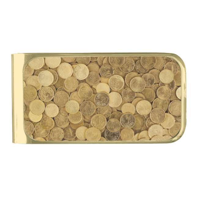 Pile Of Gold Round Coins Finish Money Clip (Front)