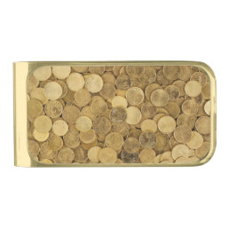 Pile Of Gold Round Coins Gold Finish Money Clip