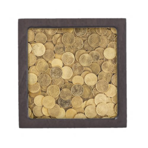 Pile Of Gold Round Coins Magnetic Wooden Box