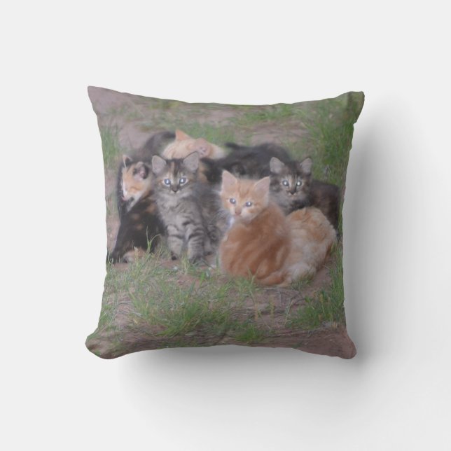Pile of Kittens Throw Pillow (Front)