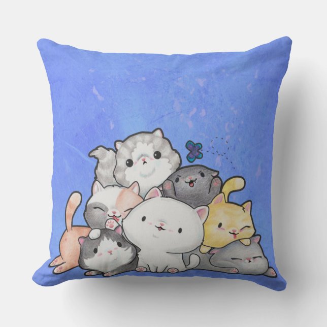 Pile of Kittens Throw Pillow (Front)