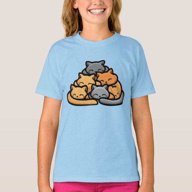 Pile Of Kitty Cats Funny Cute Cat Lover T-Shirt (Front)