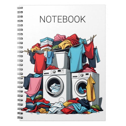 Pile Of Laundry On Washing Machine Notebook