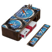 Pile of Nautical Compasses Wood Cribbage Board (Angled)