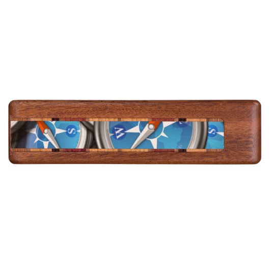 Pile of Nautical Compasses Wood Cribbage Board (Side)