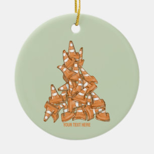Pile of orange road cones ceramic ornament