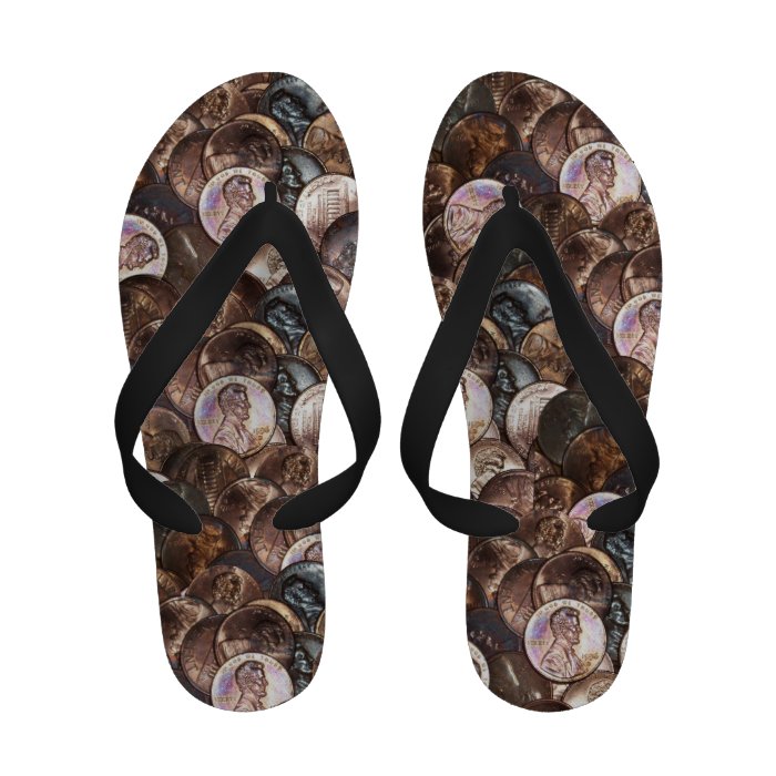 Pile of Pennies   One Cent Penny Spread Background Flip Flops