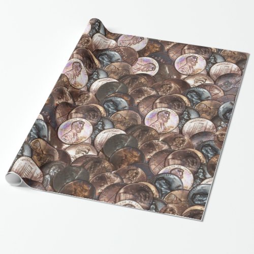 Pile of Pennies _ One Cent Penny Spread Background Wrapping Paper